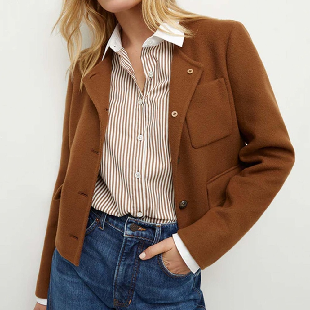 Veronica Beard LYSSA Wool-Blend Button-Up Soft Jacket Blazer 8 Deep Ochre - Picture 11 of 11